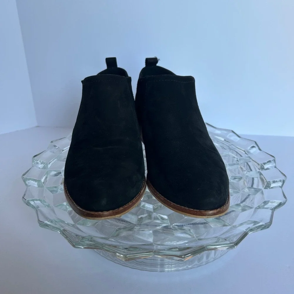 Black Suede Leather‎ Ankle Booties Low Heel Comfortable Everyday Western